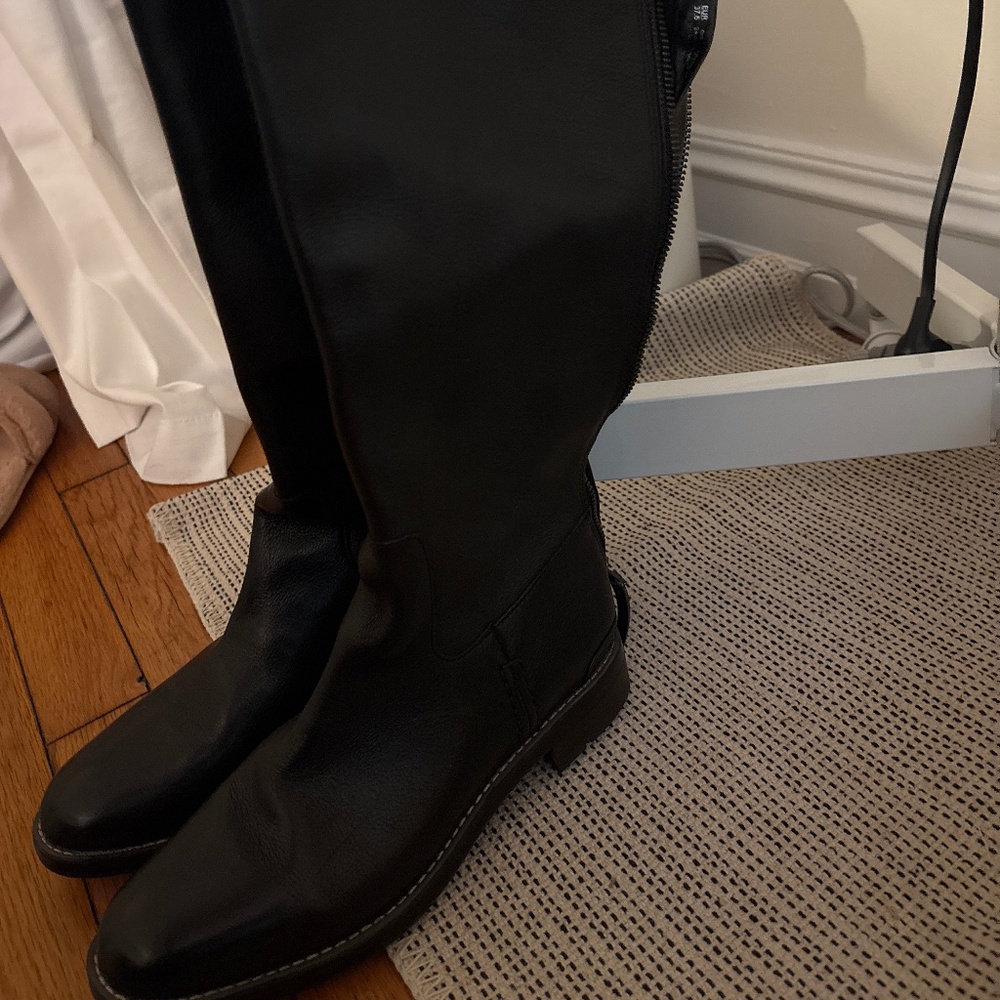 Franco Sarto Meyer High Shaft Boots – Black Leather – Size 7.5